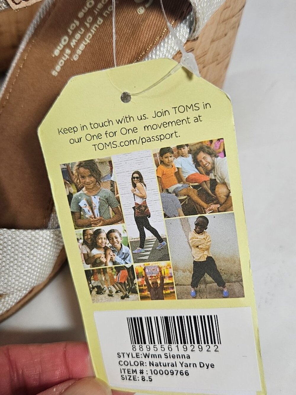 Toms Sienna Cork Wedge Heels Sandals Women's Size 8.5 Natural Yarn Dye Tan - Picture 7 of 9